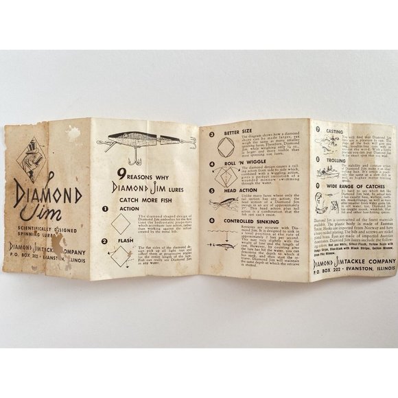Vintage Diamond Jim Spinning Lures Insert Brochure 9 Reasons Why Catch More Fish - Picture 4 of 5